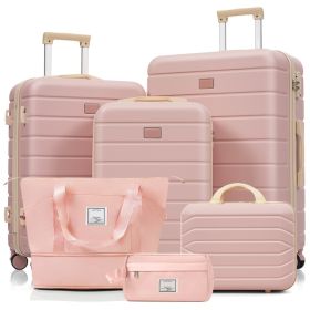 Travelpro Max 6-Piece Hardside Luggage Set with TSA Lock, 14/20/24/28 Inch Spinner Suitcase Set with Expandable Travel Duffel Bag & Waterproof Toiletr (Option: pink)