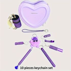 10 Pieces Keychain Set (Option: Purple)