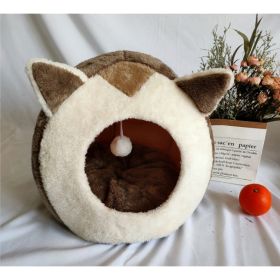 Winter pet cat house with velvet (Option: Flathead brother-L)
