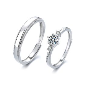 Love At First Sight Diamond-set Couple Rings (Option: Woman)