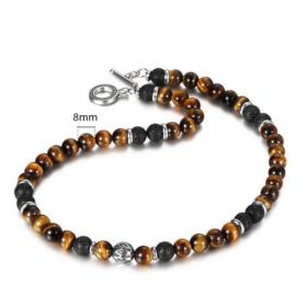 Amazon Stone Tiger Eye Stone Bracelet Necklace 108 Buddha Beads Lotus Bracelet (Option: 2Style-1PC)
