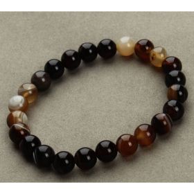 Aventurine Blue Sandstone Beads Round Bead Bracelet Bracelet (Option: Deep brown agate)