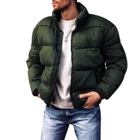 Coat Stand-up Collar Downcotton-padded Jacket Thickened Men's Cotton Jacket (Option: Army Green-M)