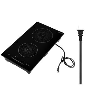 Induction Cooktop 12in 2 Burners Built-in Electric Stove 110V 1800W, Low-Power Continuous Heating, Countertop Induction Burner, 9 Power Levels, LED To (Option: Default)