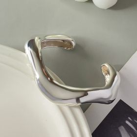 Glossy Heavy Industry Design Bracelet Geometric Personalized Wide Bracelet (Option: 03 Silver 2267)