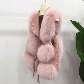 Women's Fashion Vest Fur Coat (Option: S-Pink fur pink leather)