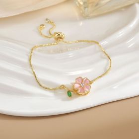 Simple Rotatable Flower Color-preserving Pure Copper Gold-plated Bracelet (Option: Rotating Bracelet 34)