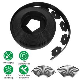 32.8FT&60FT&100FT Options - 1Pc No-dig Garden Edging Kit Plastic Garden Border With 30&54&90Pcs Stakes 2In Tall Border Edging For Garden Lawn Yard Flo (Option: 60FT)
