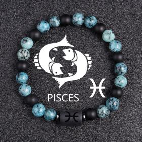 Twelve Constellations Bracelets 8mm Obsidian String Beads Natural Stone (Option: Piseces)