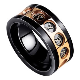 Personality Ring Titanium Steel Hip Hop Simplicity (Option: Rose Gold-US No.11)