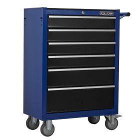 Tool Cabinet Tool Cart 24.2inch With Drawers And Wheels, Metal Rolling Tool Box Locked Drawers Storage Organizer Cabinet With Several Colour Available (Option: Six Drawer and Blue)