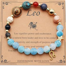 Twelve Constellations Bracelets Natural Stone Beaded Eight Planets (Option: Leo Agate Flowers)