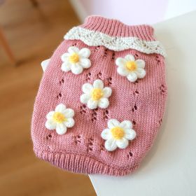 Pet Cats And Dogs Keep Warm And Comfortable Sweater (Option: Pink-Flowers-XL)