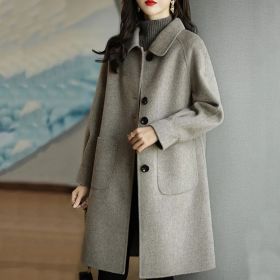 Autumn And Winter New Small Thickened Korean Version Slim Temperament In The Long Coat (Option: Grey-4XL)