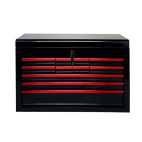 Heavy Duty Metal Tool Box, 24-inch, Portable Metal Tool Box with 9 Drawers, Small Tool Chest with EVA Liners, Ball Bearing Slide Drawers Locking & Pow (Option: Black)