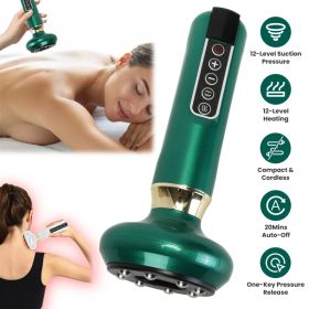 Anti Cellulite Massager Handheld Vacuum Suction Cupping Kit Beauty Tool With 12 Suction Mode 12 Heating 20Mins Auto-Off One-Key Pressure Release For A (Option: Green)
