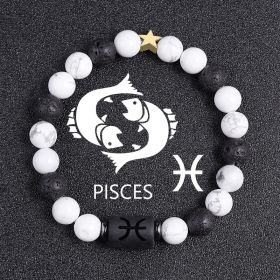 White-barked Pine Volcanic Rock String Beads And Round All-match Bracelet Beads (Option: Piseces)