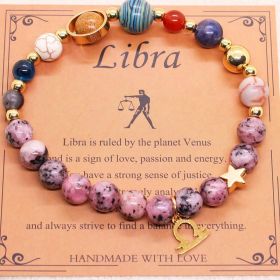 Eight Planets 12 Constellation Bracelet Natural Stone Hemp Stone (Option: Libra)