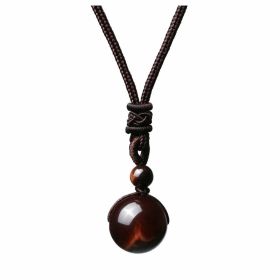 Fashion 16mm Natural Obsidian Pendant Amethyst Necklace For Men And Women (Option: Coffee-1PC)