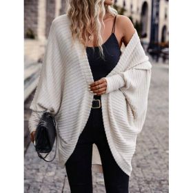 Women Solid Color Batwing Sleeve Open Front Casual Jacket (Option: Apricot-S)