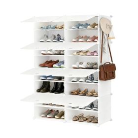 Shoe Rack Storage Cabinet, 8-layer Shoe Storage Cabinet With Door, Stackable And Detachable Shoe Storage Cabinet (Option: White8)