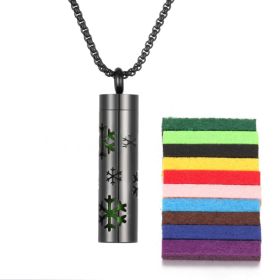 Aromatherapy Pendant Perfume Bottle Essential Oil Titanium Steel (Option: 3Black  10 cotton pads)