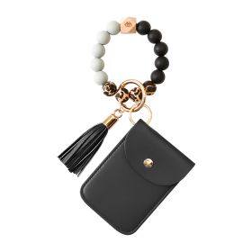 Silicone Bracelet Wrist Keychain Pendant (Option: K68326 Black)