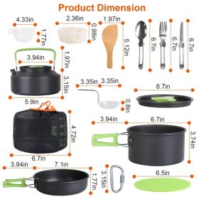 16Pcs Camping Cooking Ware Set Camping Stove Cookware Kit Aluminum Pot Pan Kettle Set With Bowls Knife Fork Spoon Carabiner Spatula Cutting Board For (Option: asshown)