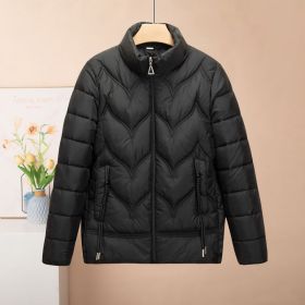 Cotton Coat, Light Down Cotton, Fashionable Short Style New Winter Thin Cotton Jacket (Option: Black-6XL)