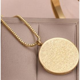 Stainless Steel Arabic Disc Necklace Bracelet (Option: Gold necklace)