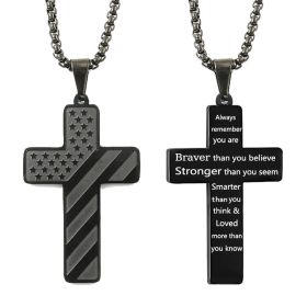Cross Flag Necklace Hip Hop Titanium Steel (Option: Style 4 Black)