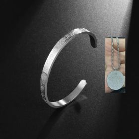 Stainless Steel Arabic Disc Necklace Bracelet (Option: Steel set)