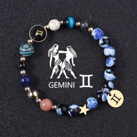 European And American Twelve Constellations Bracelets Blue Flame Agate Eight Planets Bracelet (Option: Gemini)