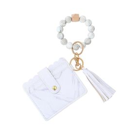 Women's Silicone Beads PU Tassel Silicone Bracelet Keychain (Option: Marble)