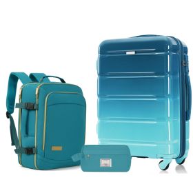 3-Piece Luggage Set  - 24in Checked Suitcase with TSA Lock Travel Duffel Bag Wet-Dry Toiletry Bag,blue (Option: Blue)