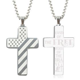Cross Flag Necklace Hip Hop Titanium Steel (Option: Style 5 Steel)