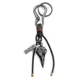 Retro Leather Rope Keychain Lobster Buckle Pendant (Option: silver)