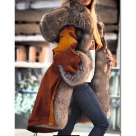 Long-sleeved Oversized Coat With A Fur Collar And Hood (Option: 3XL-Orange)