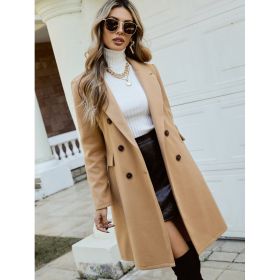 Clasi Double Breasted Lapel Collar Overcoat (Option: Khaki-3XL)