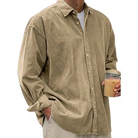 Casual Loose Men's Autumn And Winter Thick Shirt Jacket (Option: Khaki-S)