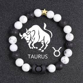 White-barked Pine Volcanic Rock String Beads And Round All-match Bracelet Beads (Option: Taurur)