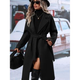 Women's Fashionable And Comfortable Printed Casual Long Coat (Option: Black-S)