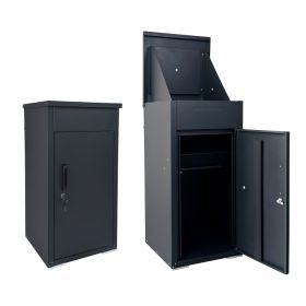 Package Delivery Box for Outside,  Cold-Rolled Steel Delivery Box for Packages & Mails, Anti-Theft Lockable Large Mailbox for Porch, House, Curbside, (Option: Black)