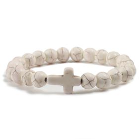 Blue Turquoise Cross Bracelet (Option: Beige-21cm)