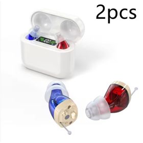 Cross-border Within The Ear Elderly Digital Hearing Aid Sound Amplifier Sound Collector Mobile Charging Warehouse (Option: Red And Blue White Warehouse-2pcs)