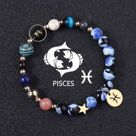 European And American Twelve Constellations Bracelets Blue Flame Agate Eight Planets Bracelet (Option: Pisces)