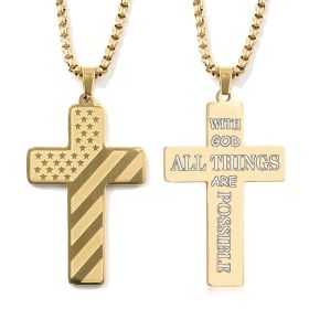 Cross Flag Necklace Hip Hop Titanium Steel (Option: Style 3 Gold)