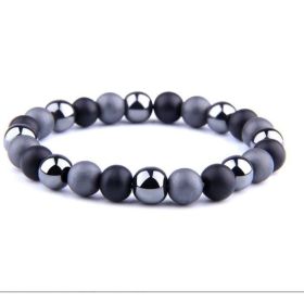 Tiger Eye Stone Bracelet Natural Stone Bracelet (Option: Grey-8mmX21cm)