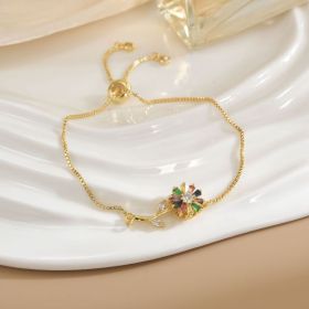 Simple Rotatable Flower Color-preserving Pure Copper Gold-plated Bracelet (Option: Rotating Bracelet 18)