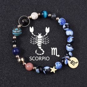 European And American Twelve Constellations Bracelets Blue Flame Agate Eight Planets Bracelet (Option: Scorpio)
